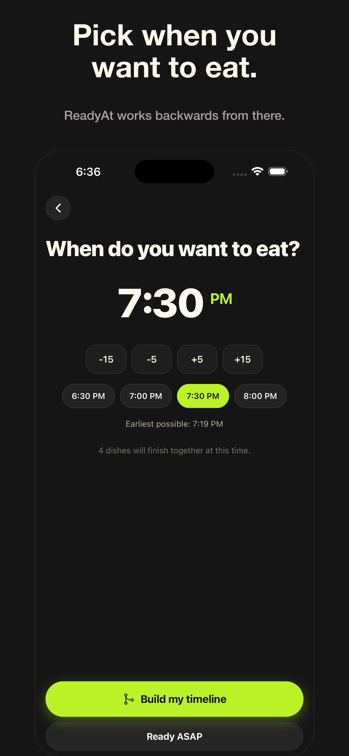 Ready-time picker